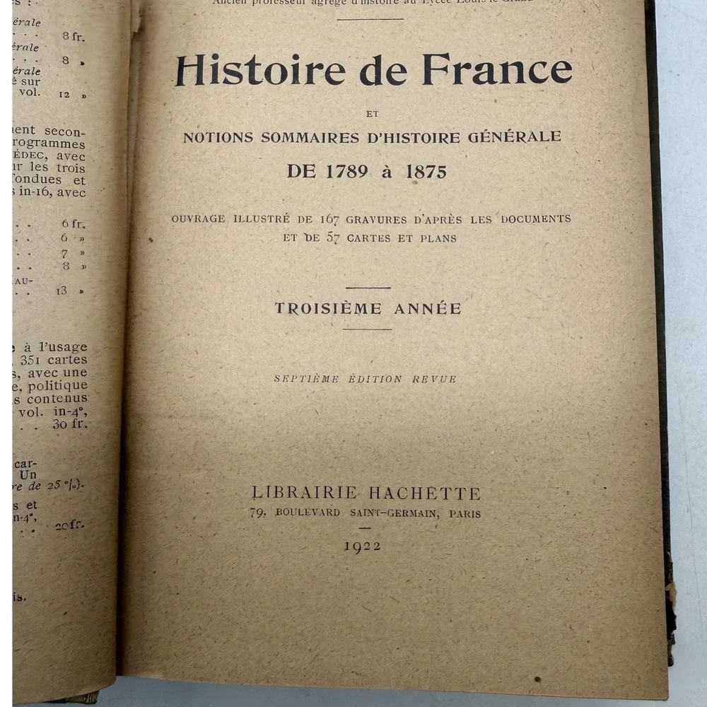 1922 Histoire de France Albert Malet Hachette Illustrated French History Book